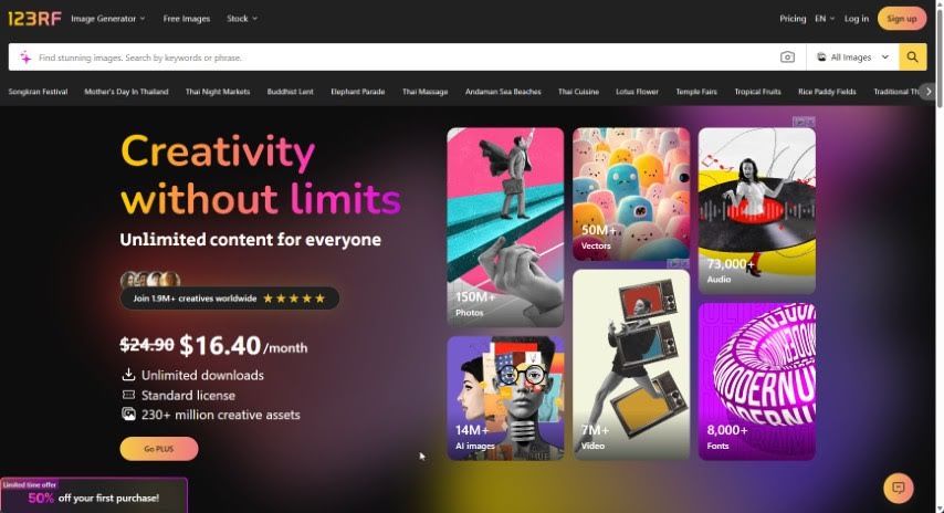 Screenshot of 123RF AI Image Generator