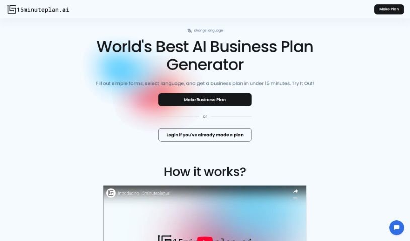 Screenshot of 15-Minute plan AI