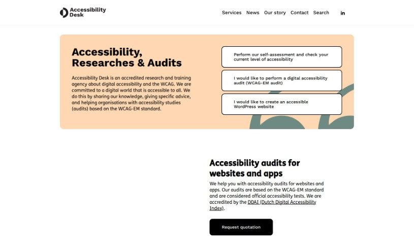 Screenshot of Accessibility Desk