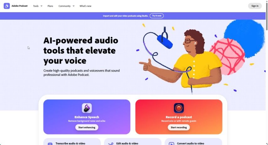 Screenshot of Adobe Podcast