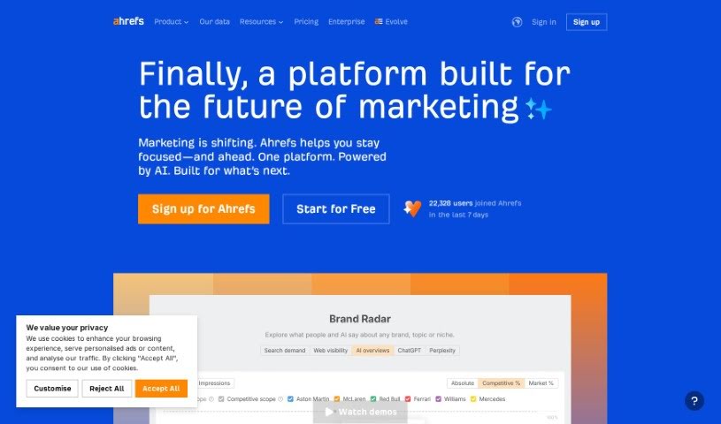 Screenshot of Ahrefs