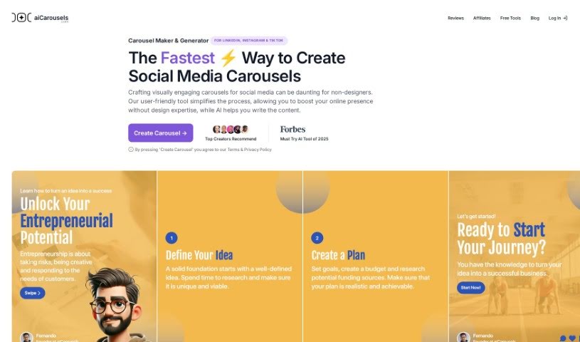 Screenshot of AI Carousels