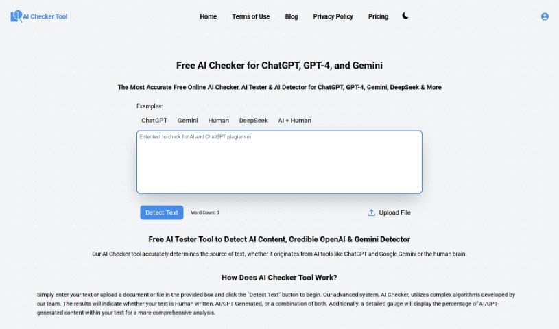 Screenshot of AI Checker Tool