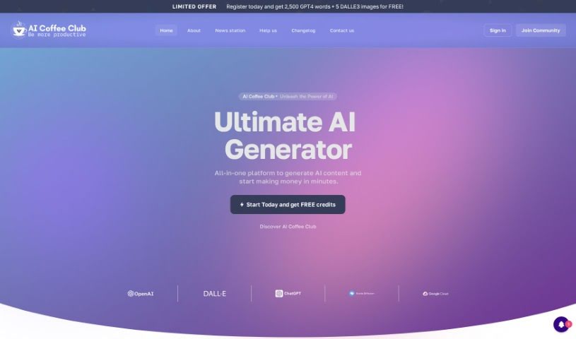 Screenshot of AI Coffee Club