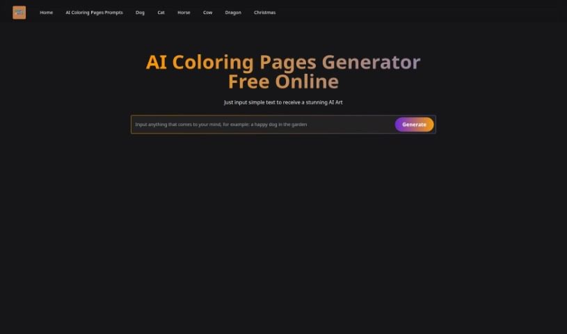 Screenshot of AI Coloring Pages Generator