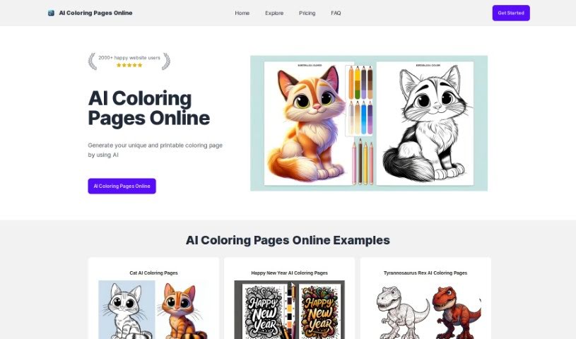 Screenshot of AI Coloringpage Online