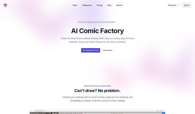 Screenshot of AI Comic Factory