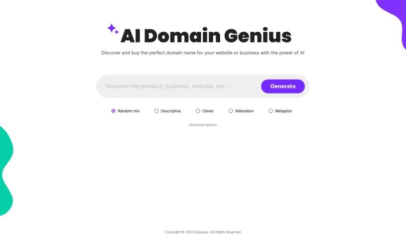 Screenshot of AI Domain Genius