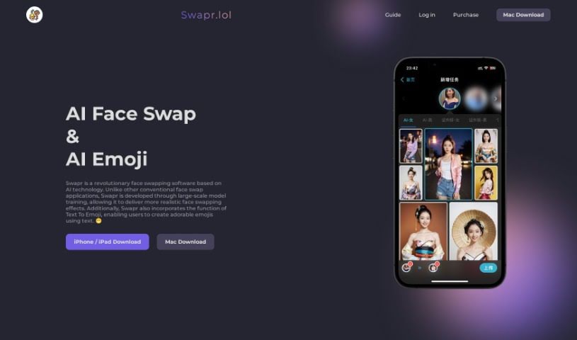 Screenshot of AI Face Swap Swapr