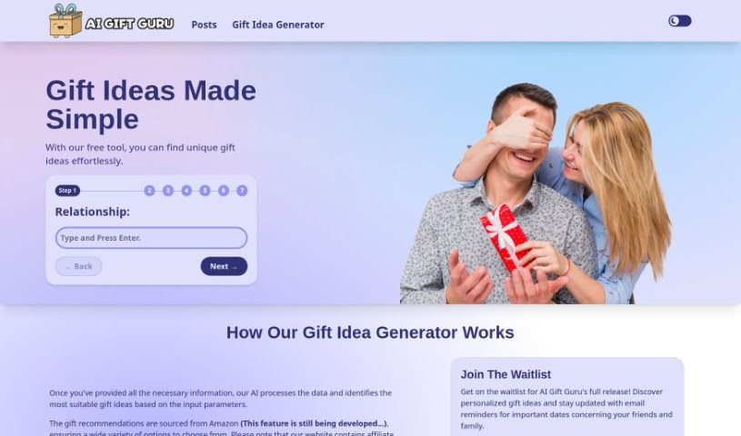 Screenshot of AI Gift Guru