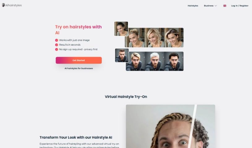 Screenshot of AI Hairstyles