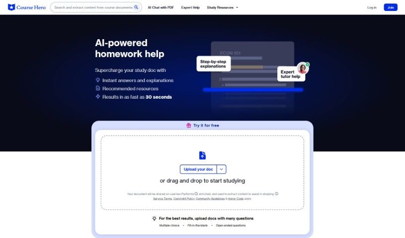 Screenshot of AI Homework Course Hero