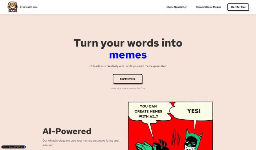 Screenshot of AI Meme Creator