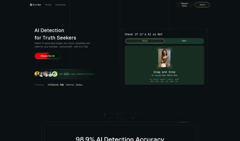 Screenshot of AI or Not