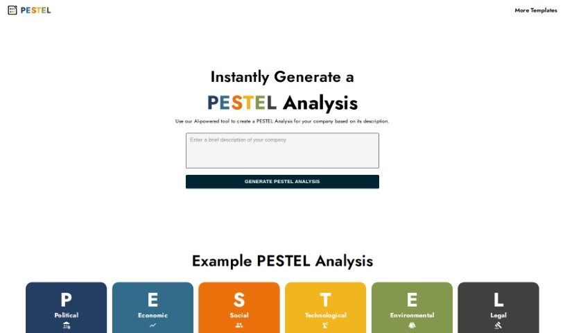 Screenshot of AI PESTEL Analysis Generator