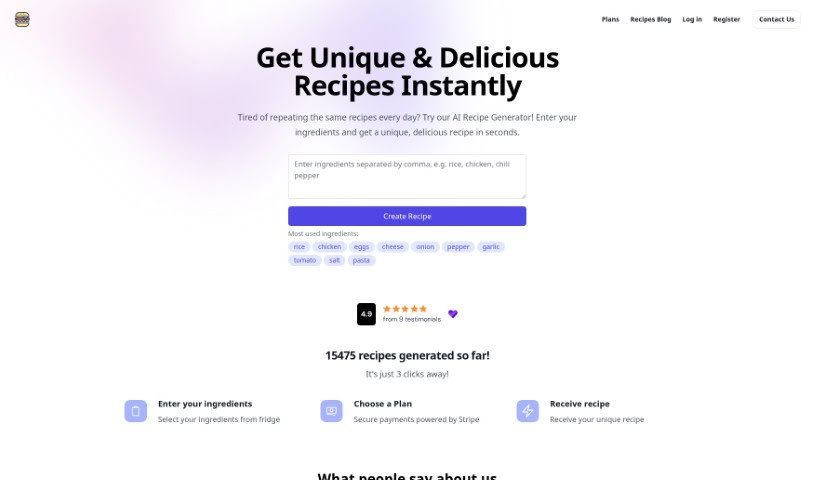 Screenshot of AI Recipe Generator