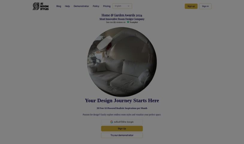 Screenshot of AI Room Styles