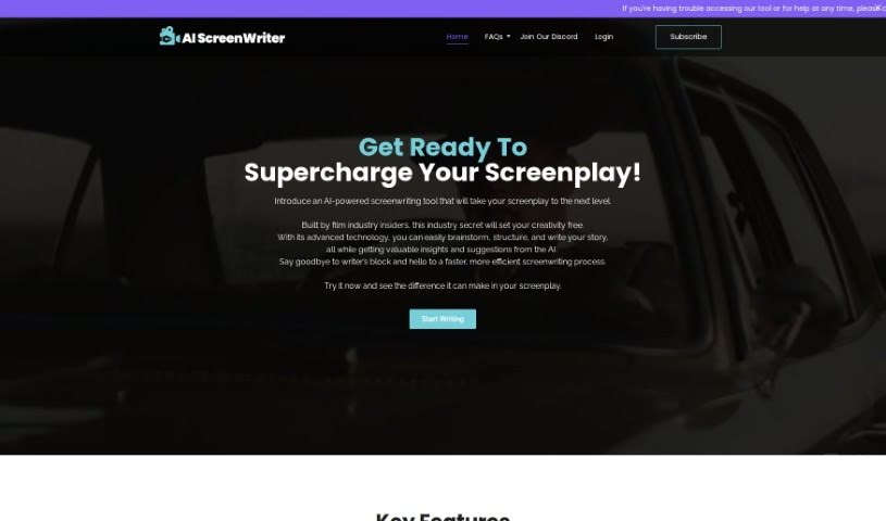 Screenshot of AI Screen Writer