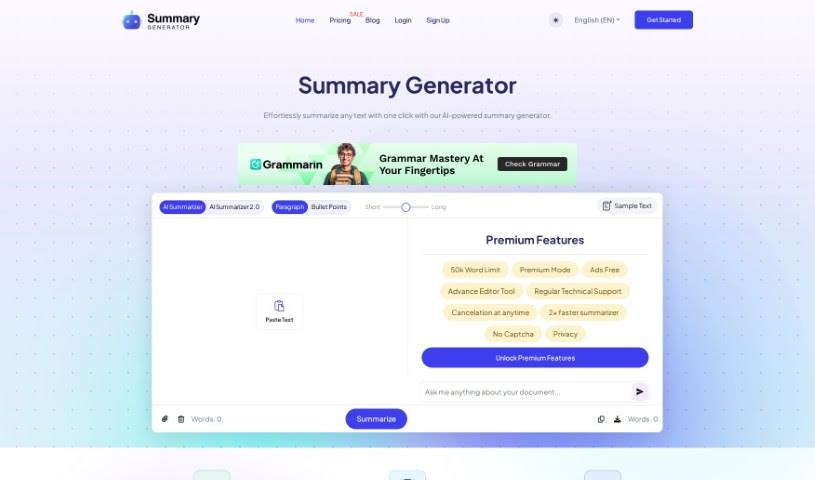 Screenshot of AI Summary Generator