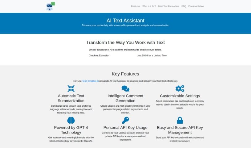 Screenshot of AI Text Assistant