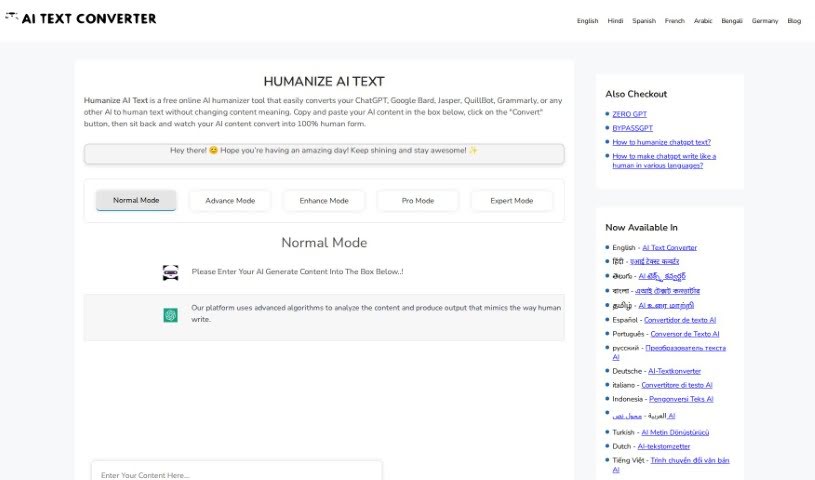 Screenshot of AI Text Converter
