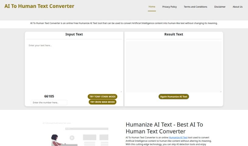 Screenshot of AI To Human Text Converter