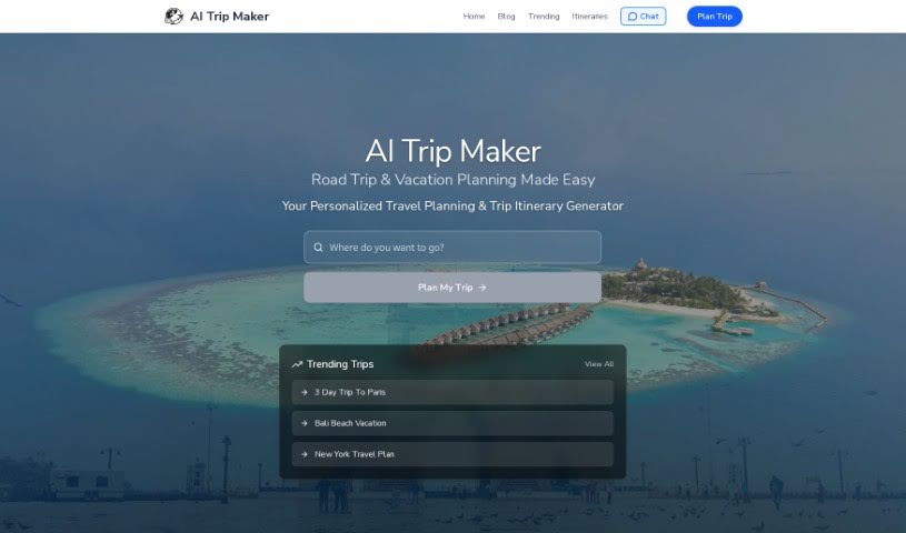 Screenshot of AI Trip Maker