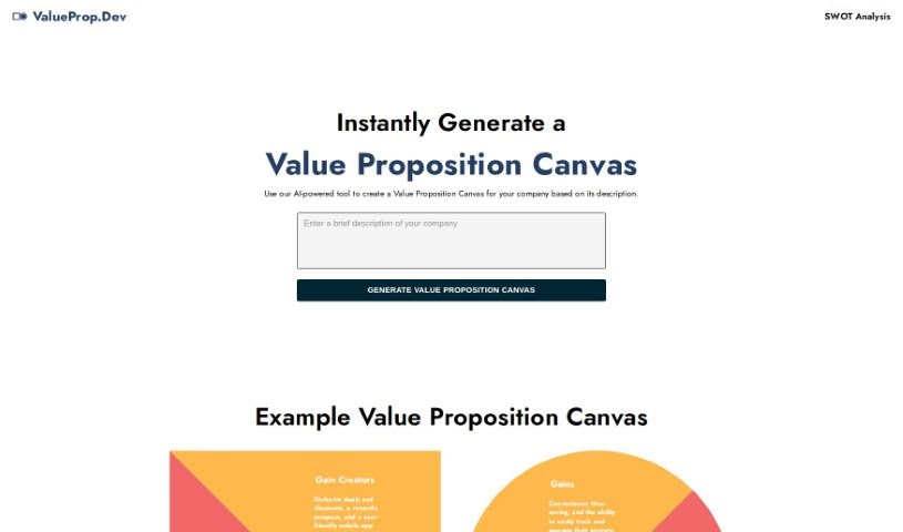 Screenshot of AI Value Proposition Canvas Generator