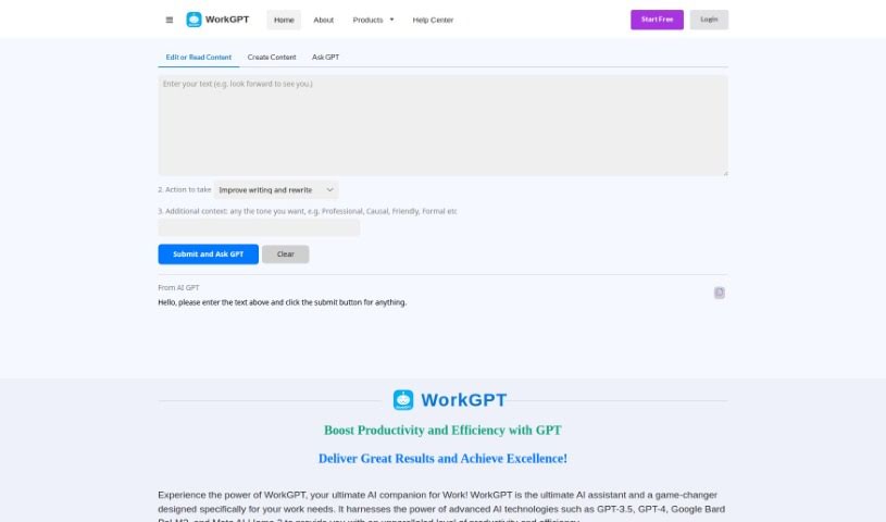 Screenshot of AI Work Suite