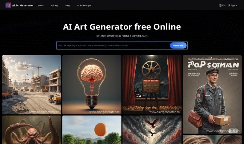 Screenshot of Aiartgenerator