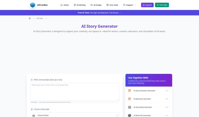 Screenshot of AIFreeBox AI Story Generator