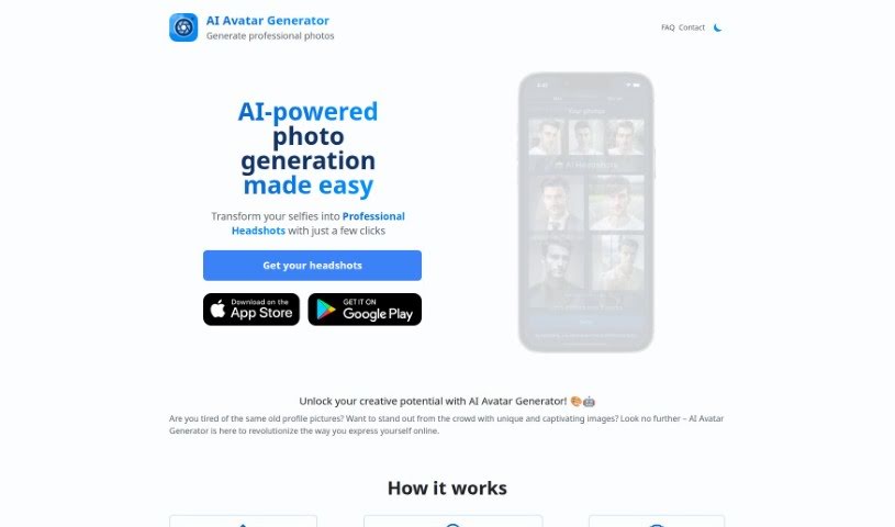 Screenshot of Aiheadshotgenerator