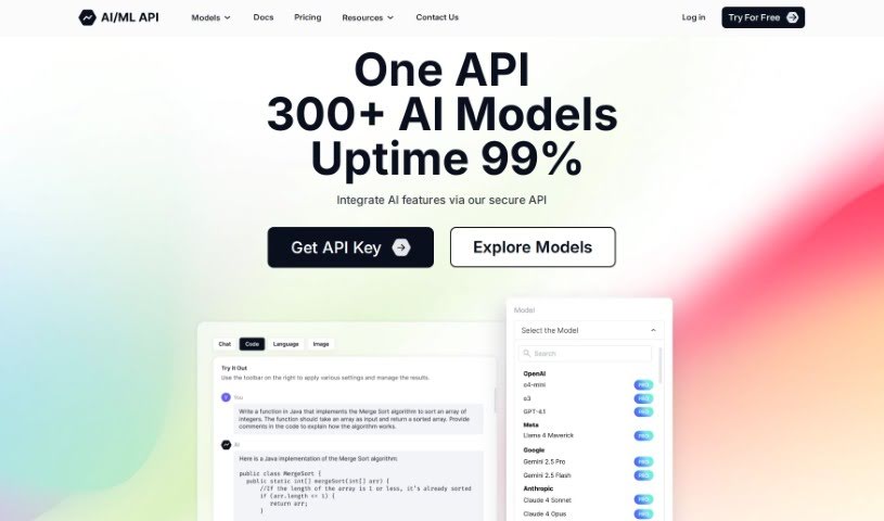 Screenshot of AIML API