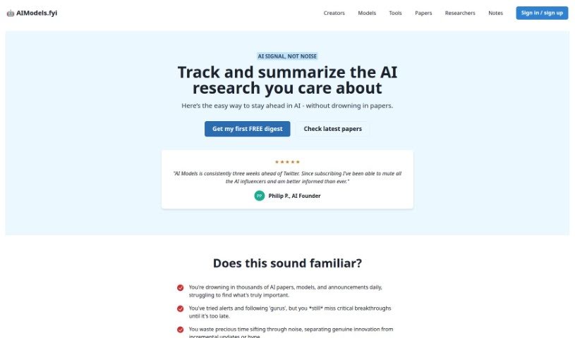 Screenshot of Aimodels.fyi
