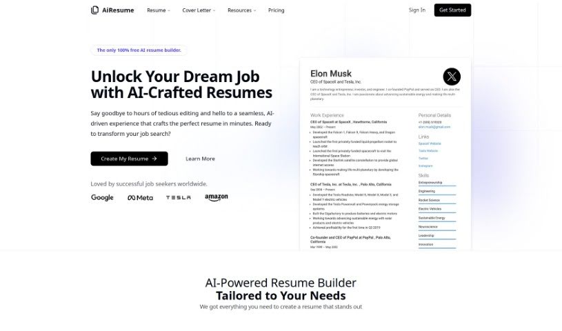 Screenshot of Airesume