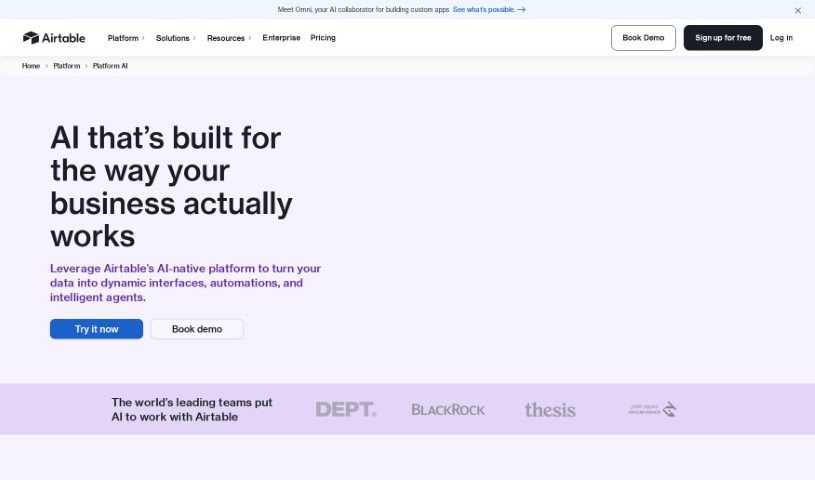 Screenshot of Airtable
