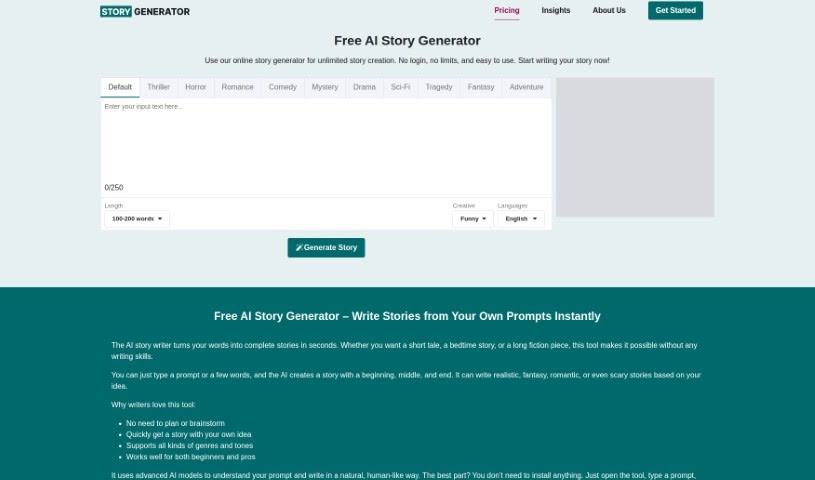 Screenshot of Aistorygenerator.com