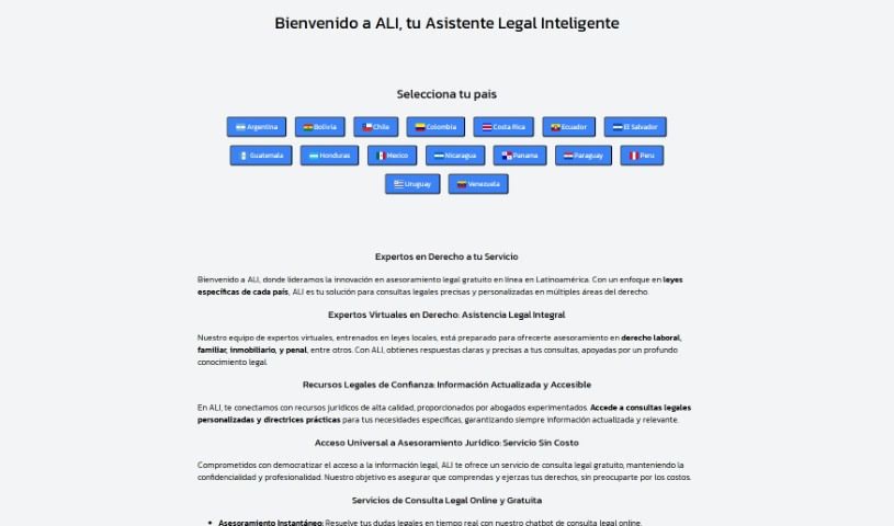 Screenshot of Ali-Asistente Legal Inteligente