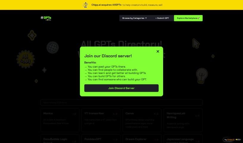 Screenshot of All GPTs