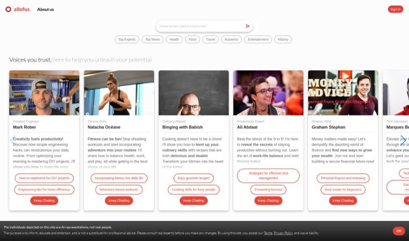 Screenshot of Allofus