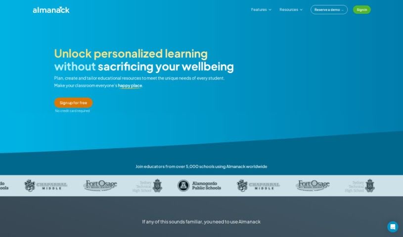 Screenshot of Almanack