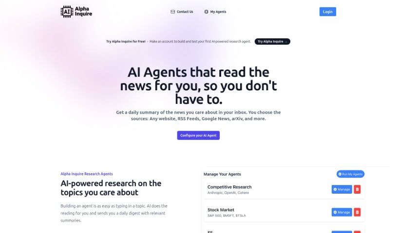 Screenshot of Alpha Inquire