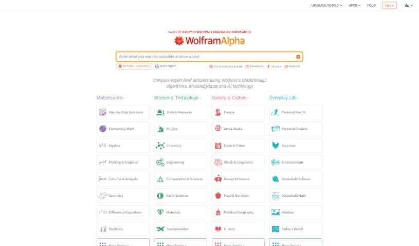 Screenshot of Alpha Wolfram