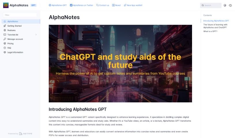 Screenshot of AlphaNotes