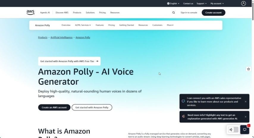 Screenshot of Amazon Polly