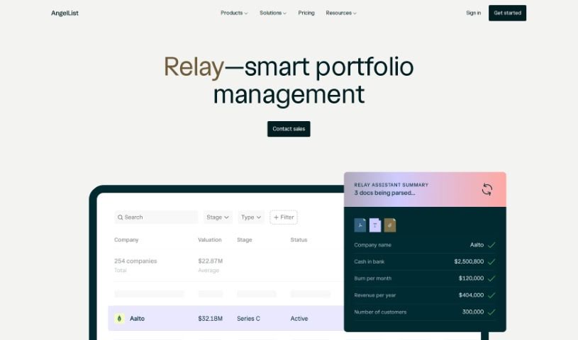 Screenshot of AngelList Relay