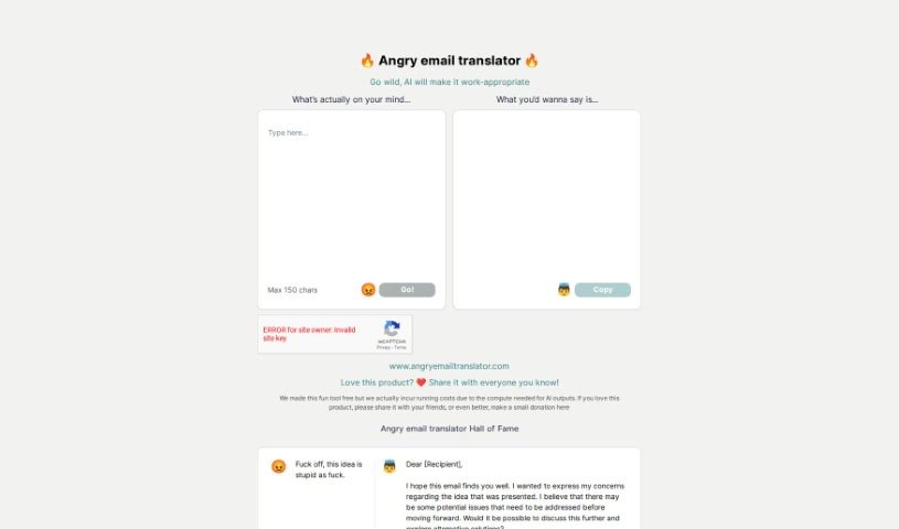 Screenshot of Angry Email Translator