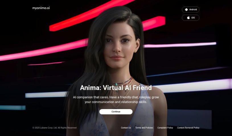 Screenshot of Anima AI