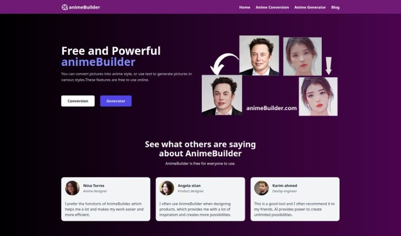 Screenshot of animeBuilder