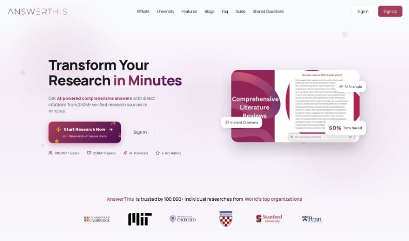 Screenshot of Answerthis